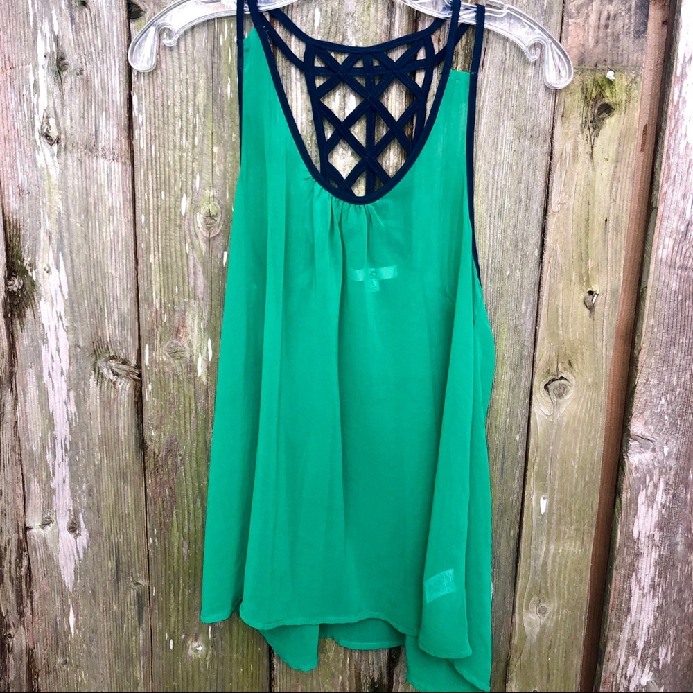 Kelly green sheer top